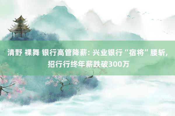 清野 裸舞 银行高管降薪: 兴业银行“宿将”腰斩， 招行行终年薪跌破300万
